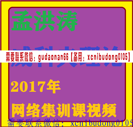 资本城孟洪涛威科夫理论2017年网络集训视频课程