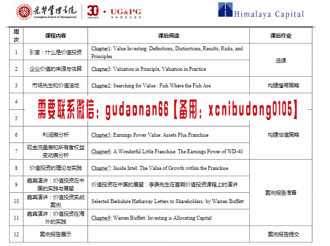 北大光华经管学院姜国华2017年秋价值投资录音