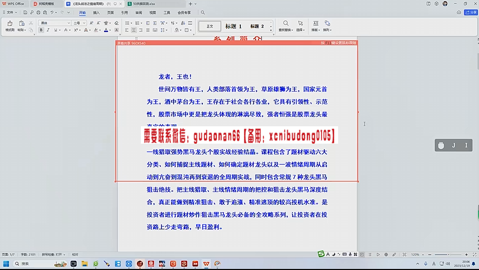 老马点金2024《龙头战法之情绪周期》股票视频课程